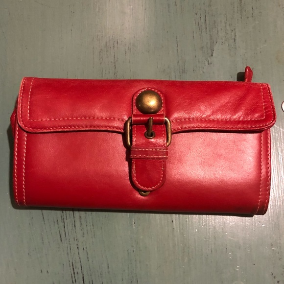 Hypo red leather wallet hand held clutch - Picture 1 of 6